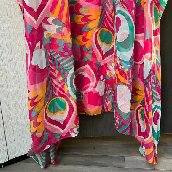 TRINA TURK Salon Maxi Caftan Dress in Dramont Size 12 Resort Multicolor Peacock - Picture 10 of 13